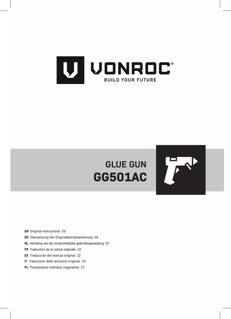 First page image of the manual for GG501AC