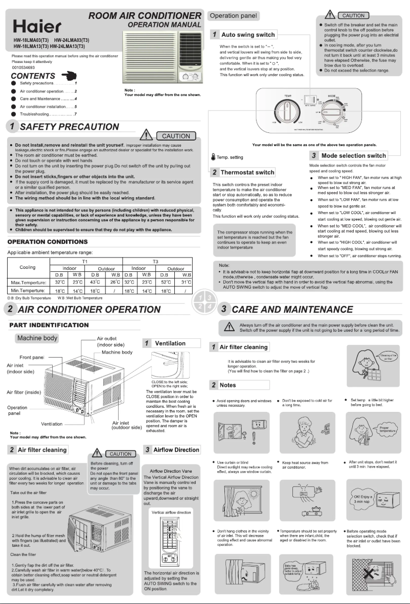 Page 1 of the manual User Manual Haier HW-24LWA03/R2(T3)