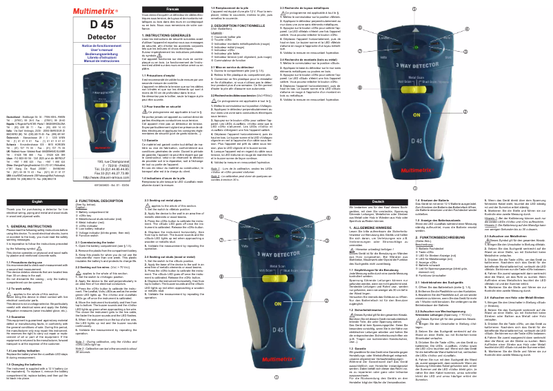 Page 1 of the manual User Manual Multimetrix D45