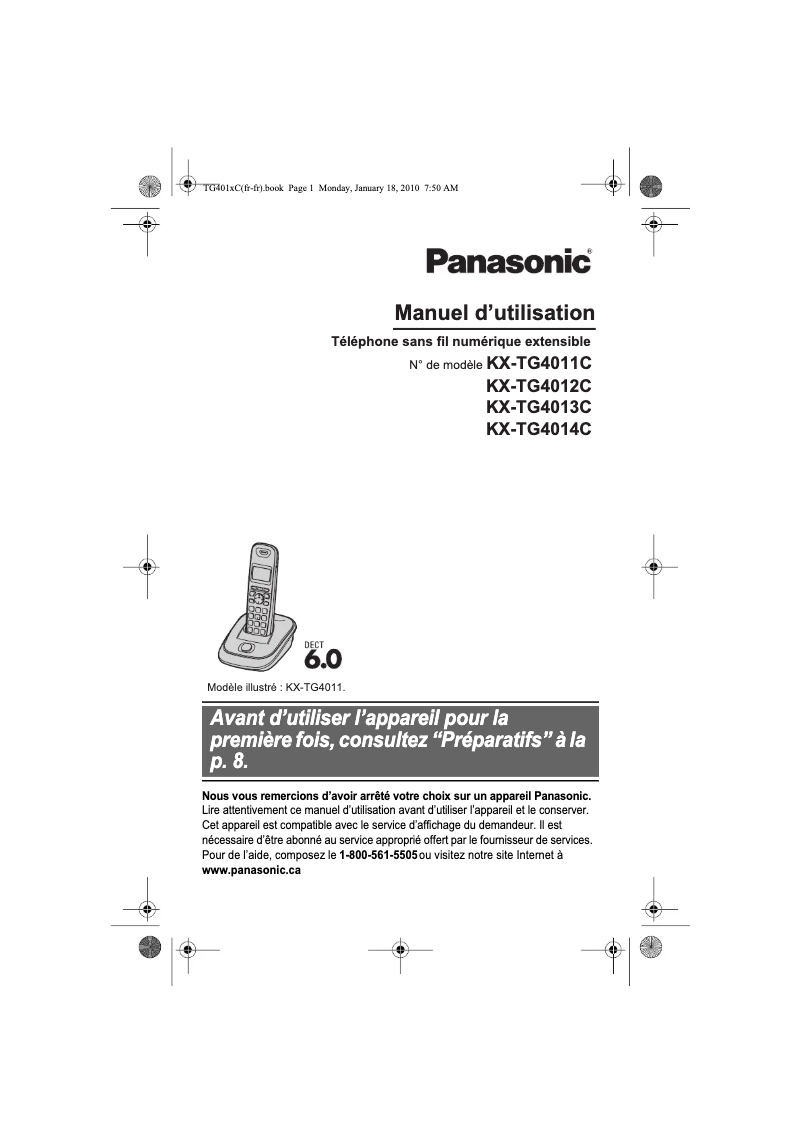 First page image of the manual for KX-TG4013