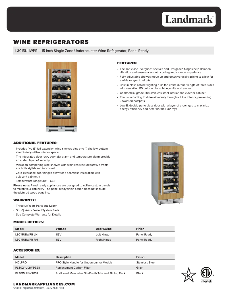 First page image of the manual for L3015UI1WPR-RH