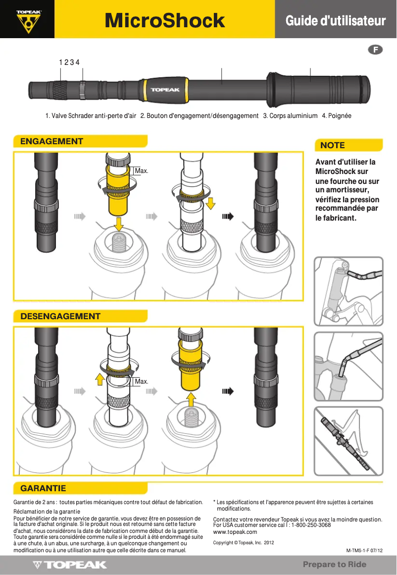 Page 1 of the manual User Manual Topeak MicroShock