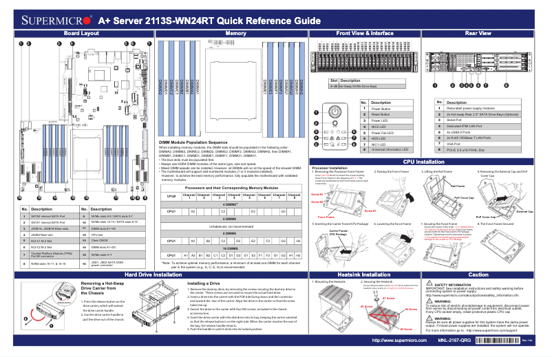 First page image of the manual for A+ Server 2113S-WN24RT