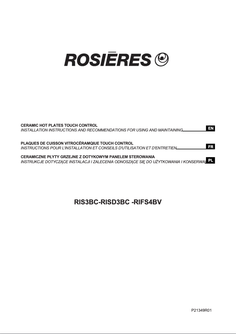 Page 1 of the manual User Manual Rosieres RISD3BC