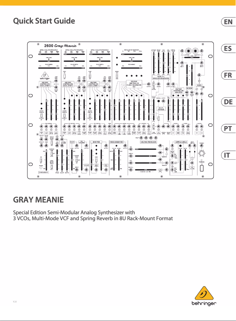 First page image of the manual for 2600 Gray Meanie