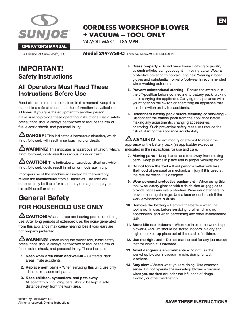 First page image of the manual for 24V-WSB-CT