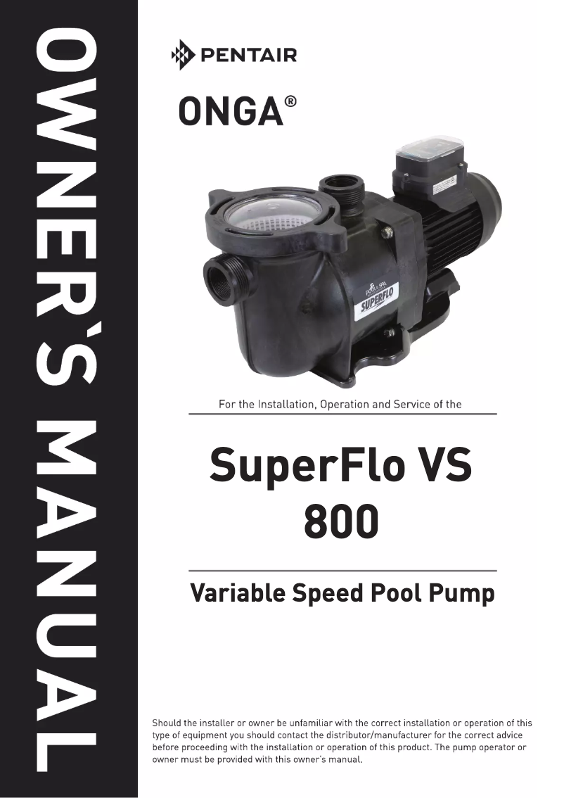 First page image of the manual for SuperFlo VS 800