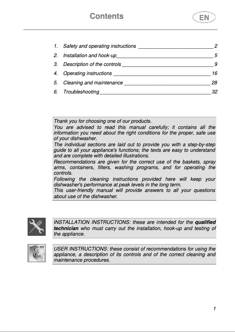 Page 1 of the manual User Manual Teka DW8 60 SWB