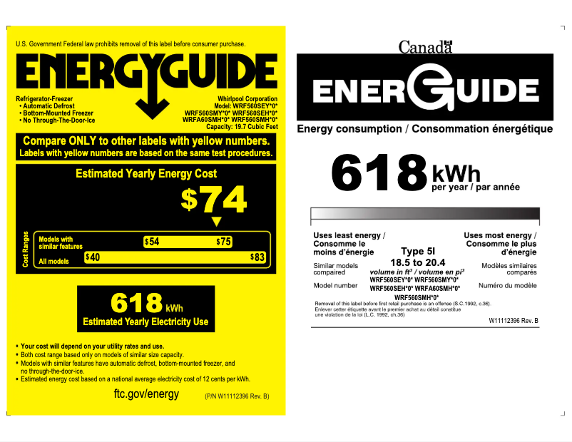 Page 1 of the manual Energy Label Whirlpool WRF560SEHW