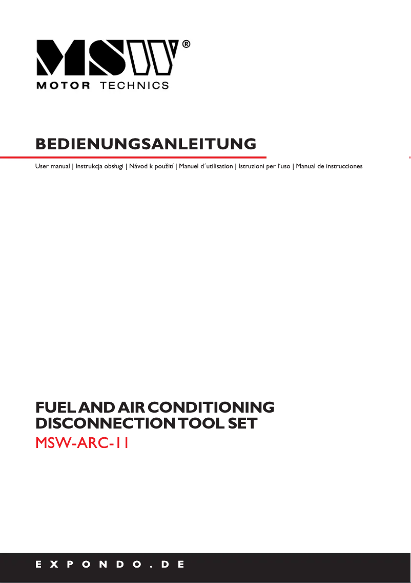 First page image of the manual for MSW-ARC-11