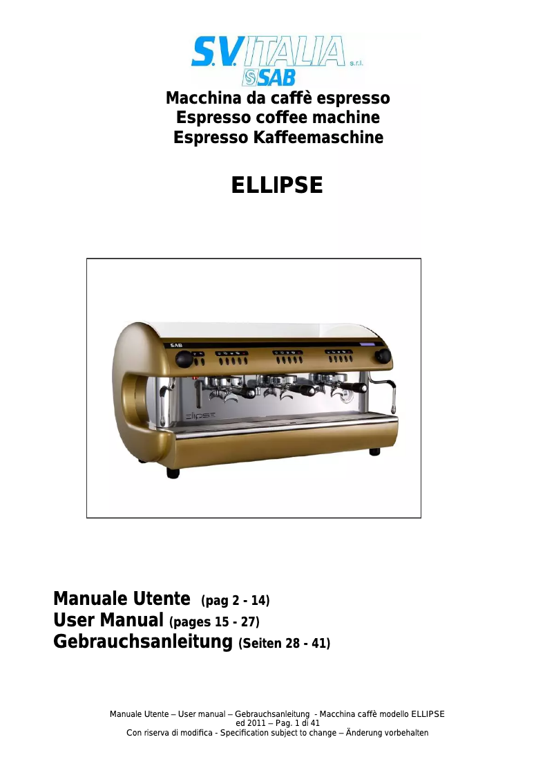 First page image of the manual for Ellipse