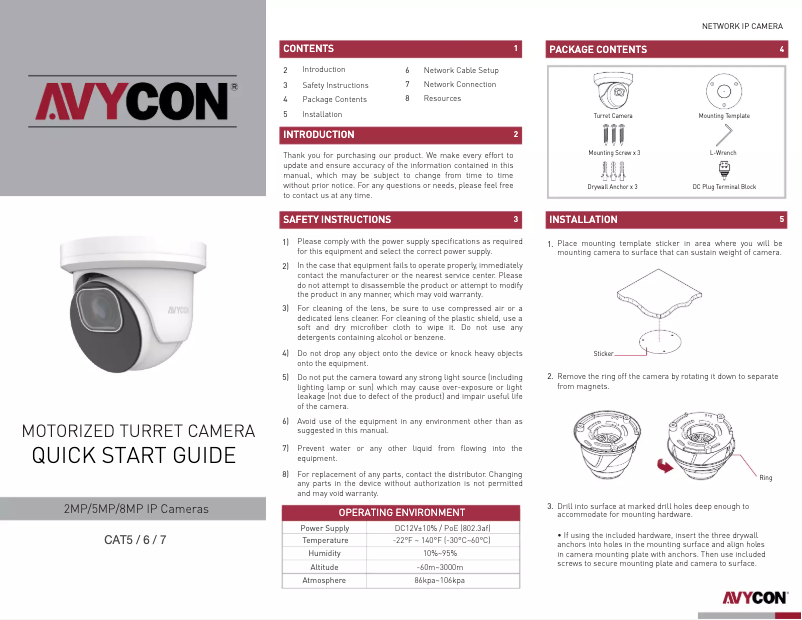 Page 1 of the manual User Manual Avycon AVC-NE51M