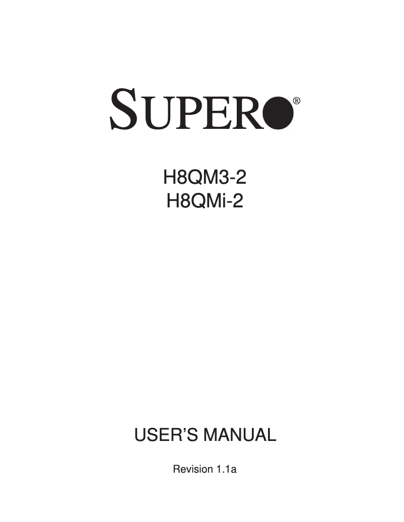 Page 1 of the manual User Manual Supermicro H8QMi-2