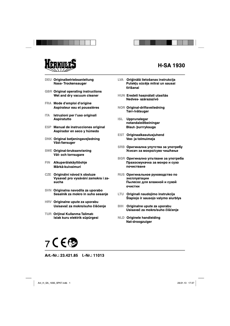 Page 1 of the manual User Manual Herkules H-SA 1930