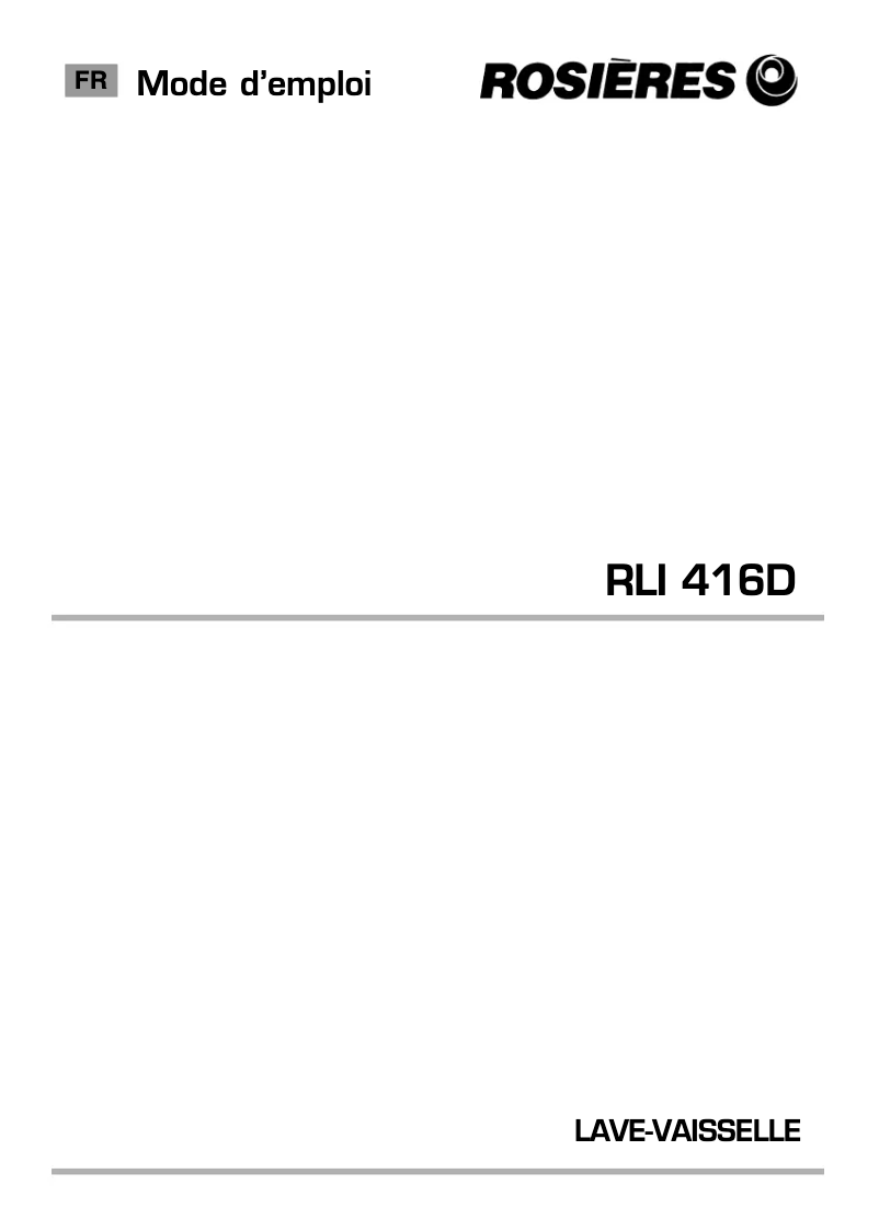 First page image of the manual for RLI 416D