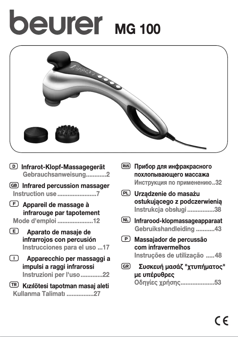 Page 1 of the manual User Manual Beurer MG 100