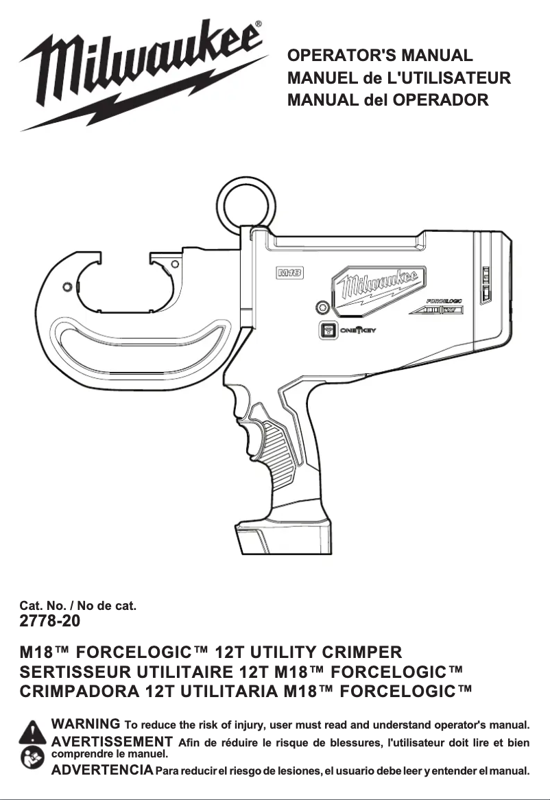 First page image of the manual for M18 Force Logic 2778-20