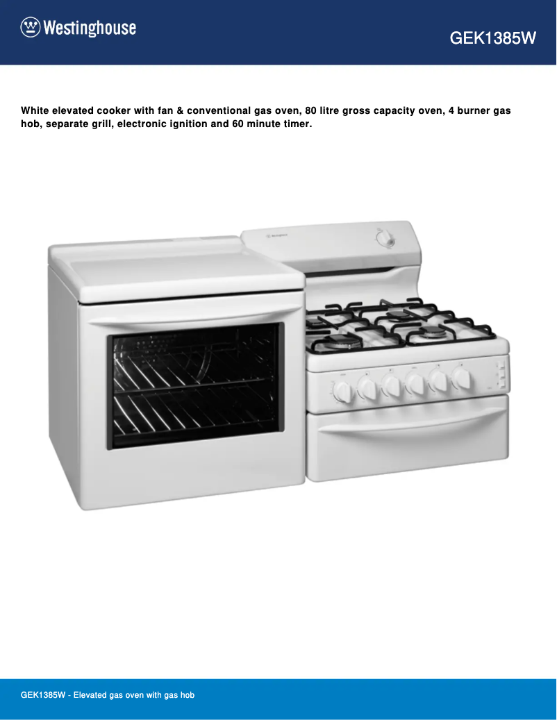 First page image of the manual for GEK1385W