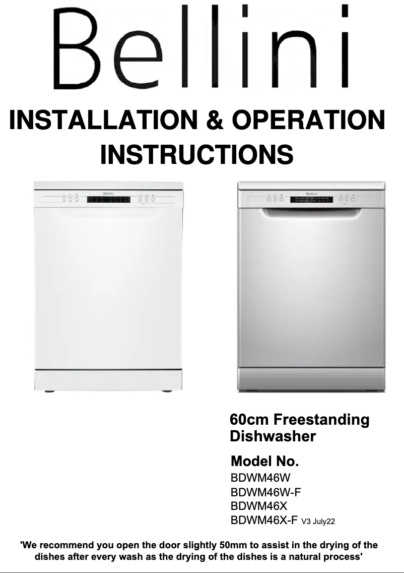 First page image of the manual for BDWM46W