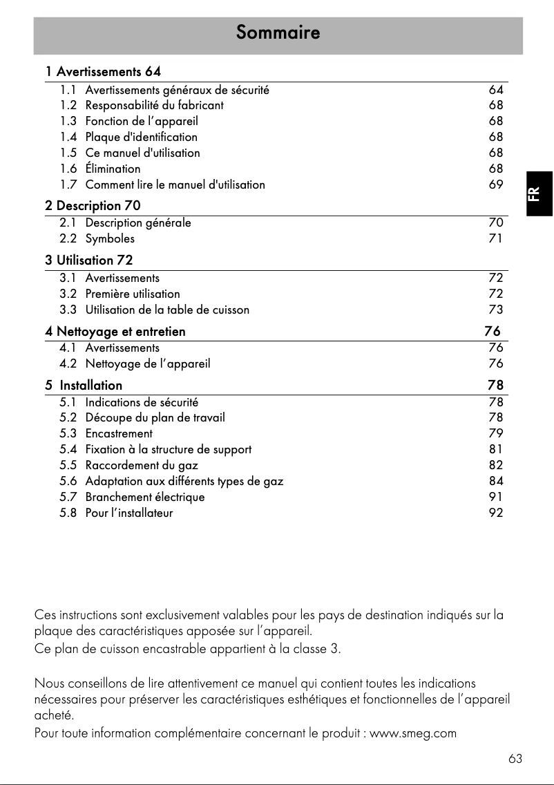 Page 1 of the manual User Manual Smeg SR764BS