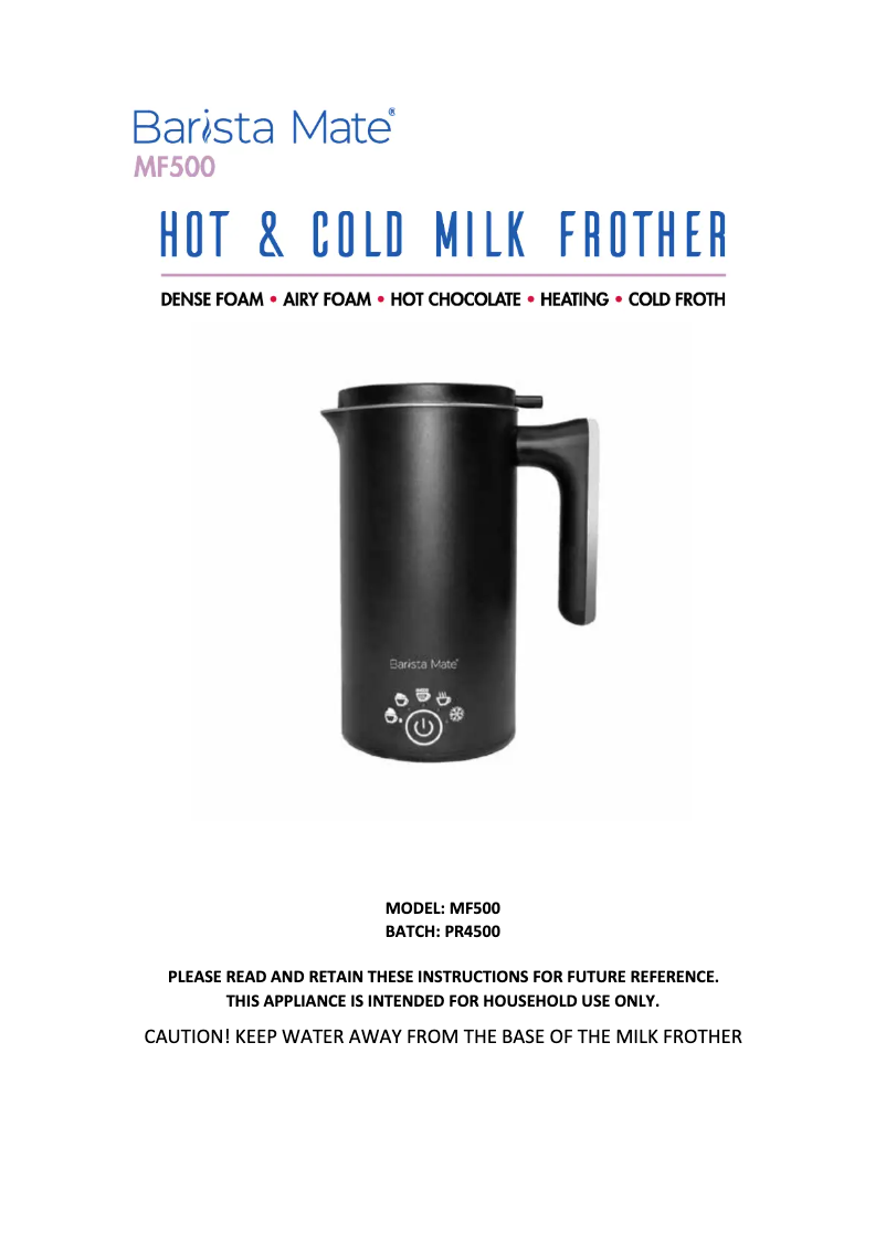 First page image of the manual for MF500