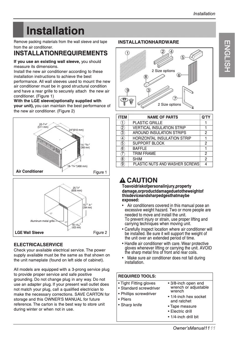 Page 1 of the manual Installation Guide LG LT1236CER