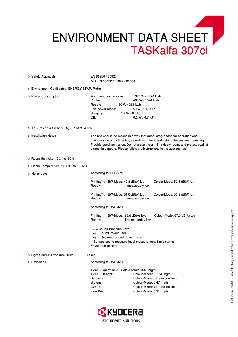 First page image of the manual for TASKalfa 307CI