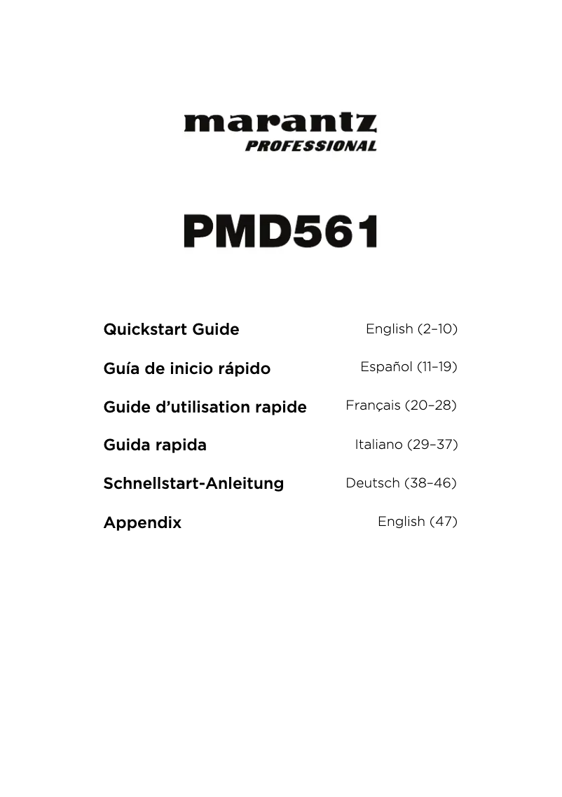 First page image of the manual for PMD561