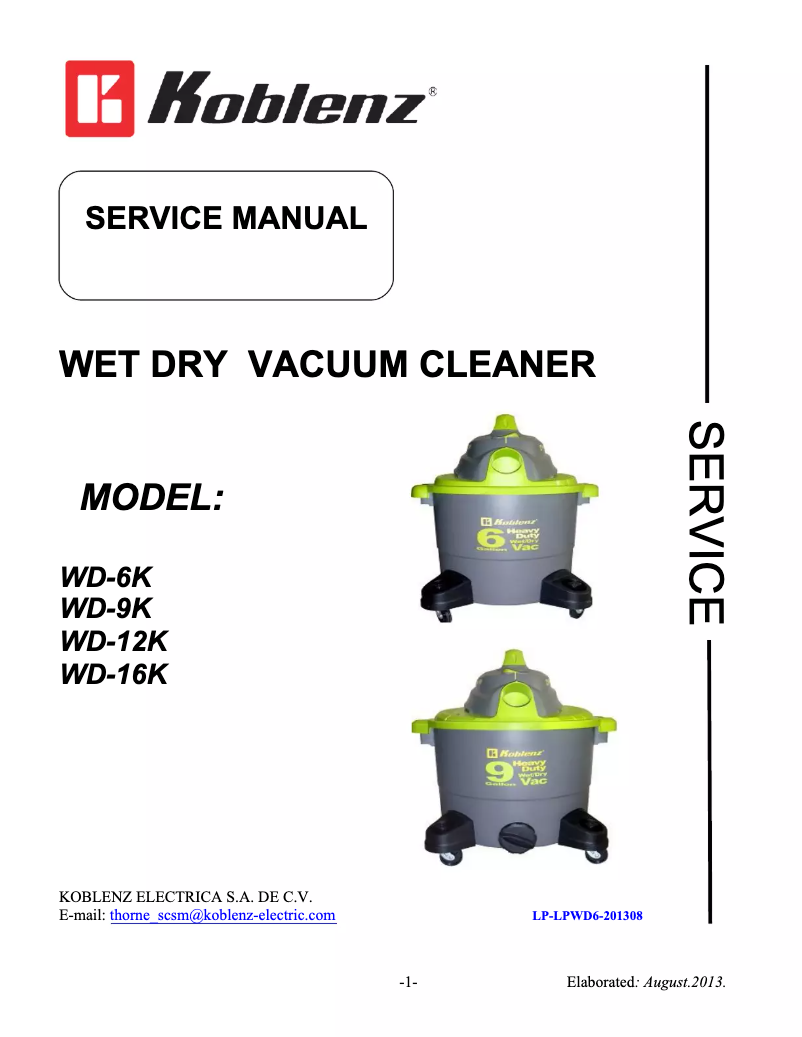 First page image of the manual for WD-6K