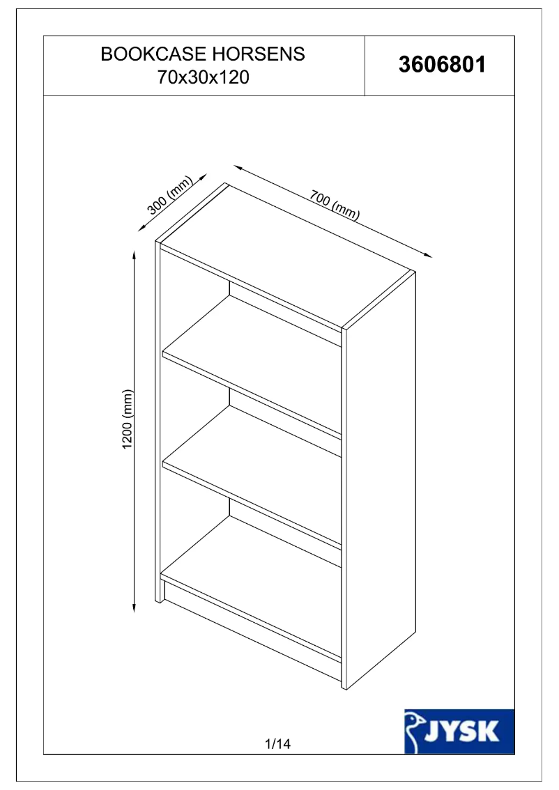 Page 1 of the manual User Manual JYSK Horsens (70x120x30)