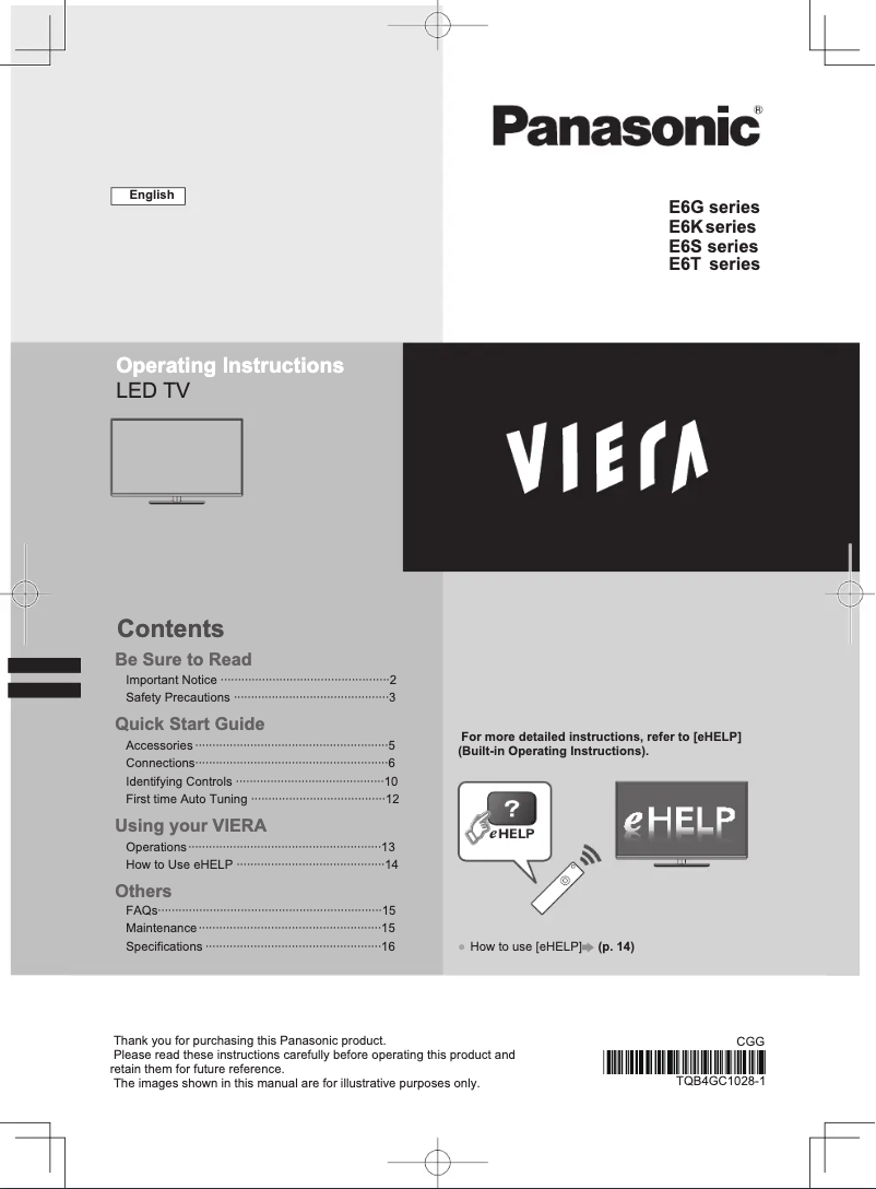 First page image of the manual for Viera TX-L42E6