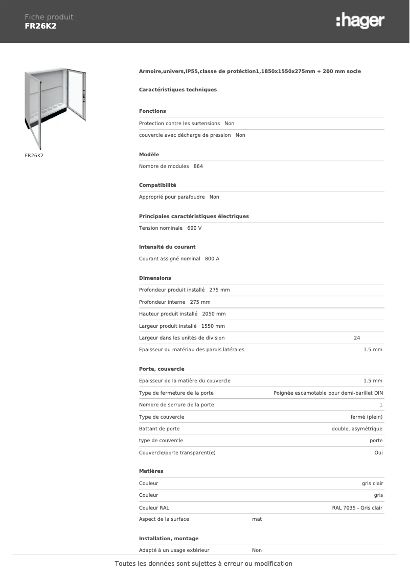 First page image of the manual for FR26K2