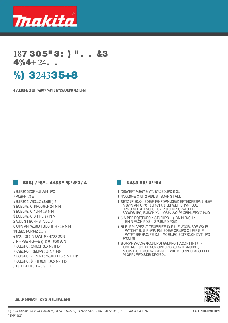 Page 1 of the manual Technical Sheet Makita DHR243