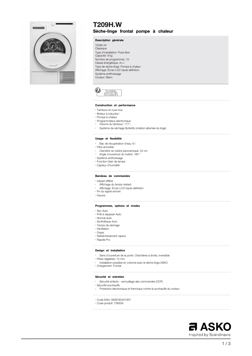 First page image of the manual for T209H.W