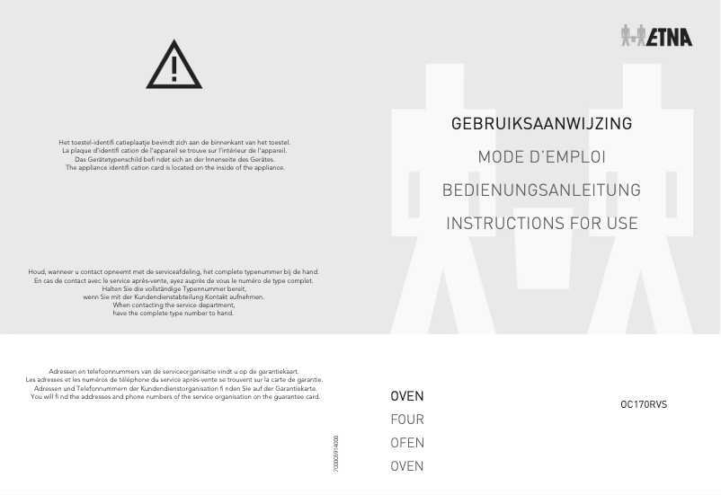 Page 1 of the manual Instruction Manual Etna OC170RVS