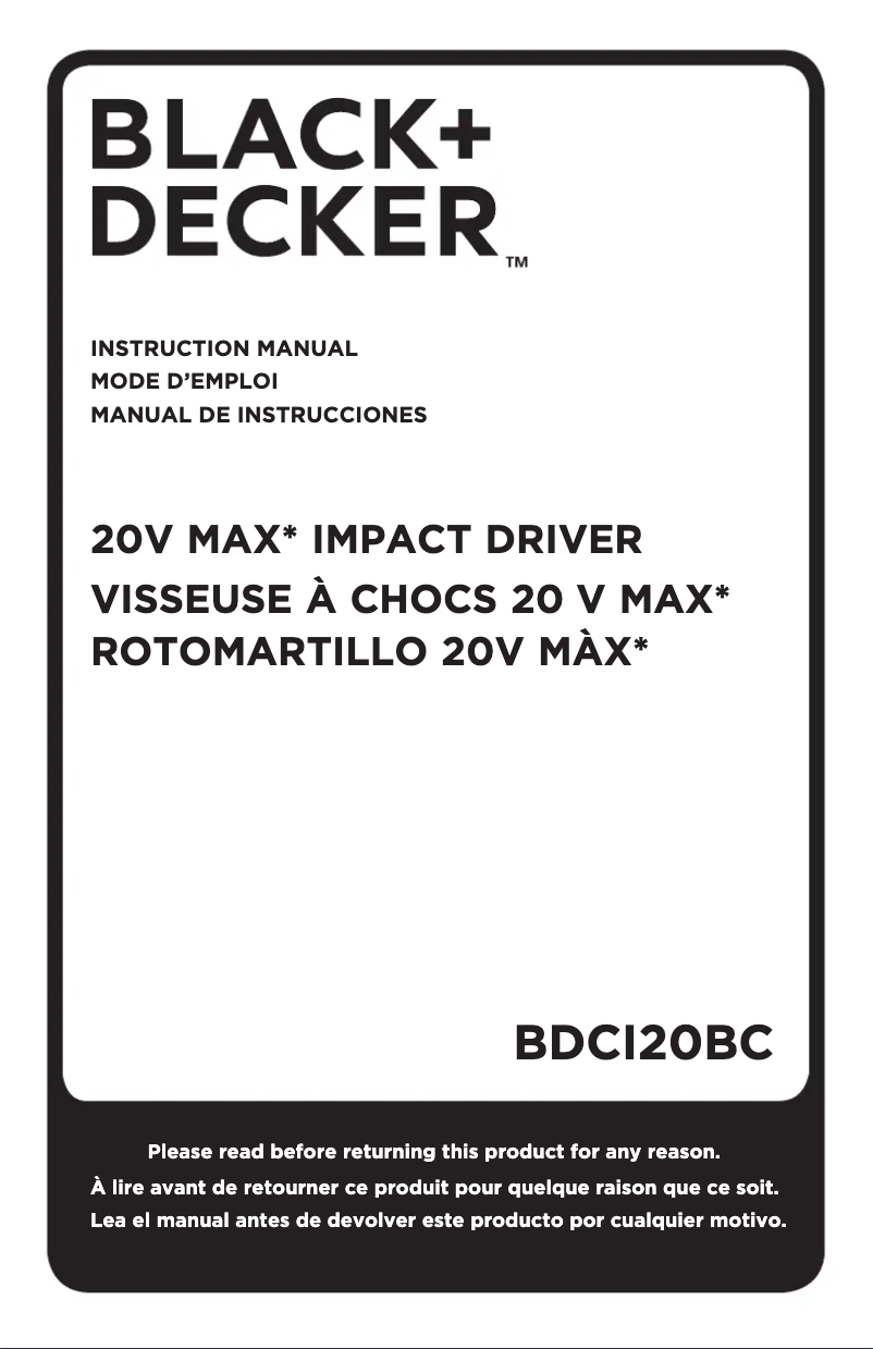 First page image of the manual for BDCI20BC