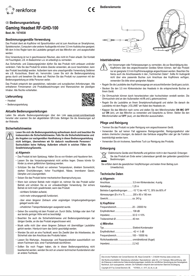 Page 1 of the manual User Manual Renkforce RF-GHD-100