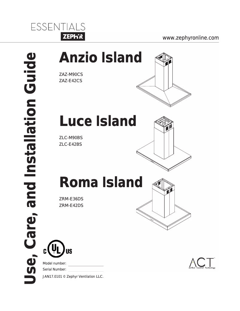 Page 1 of the manual Use and Maintenance Manual Zephyr ZAZM90CS