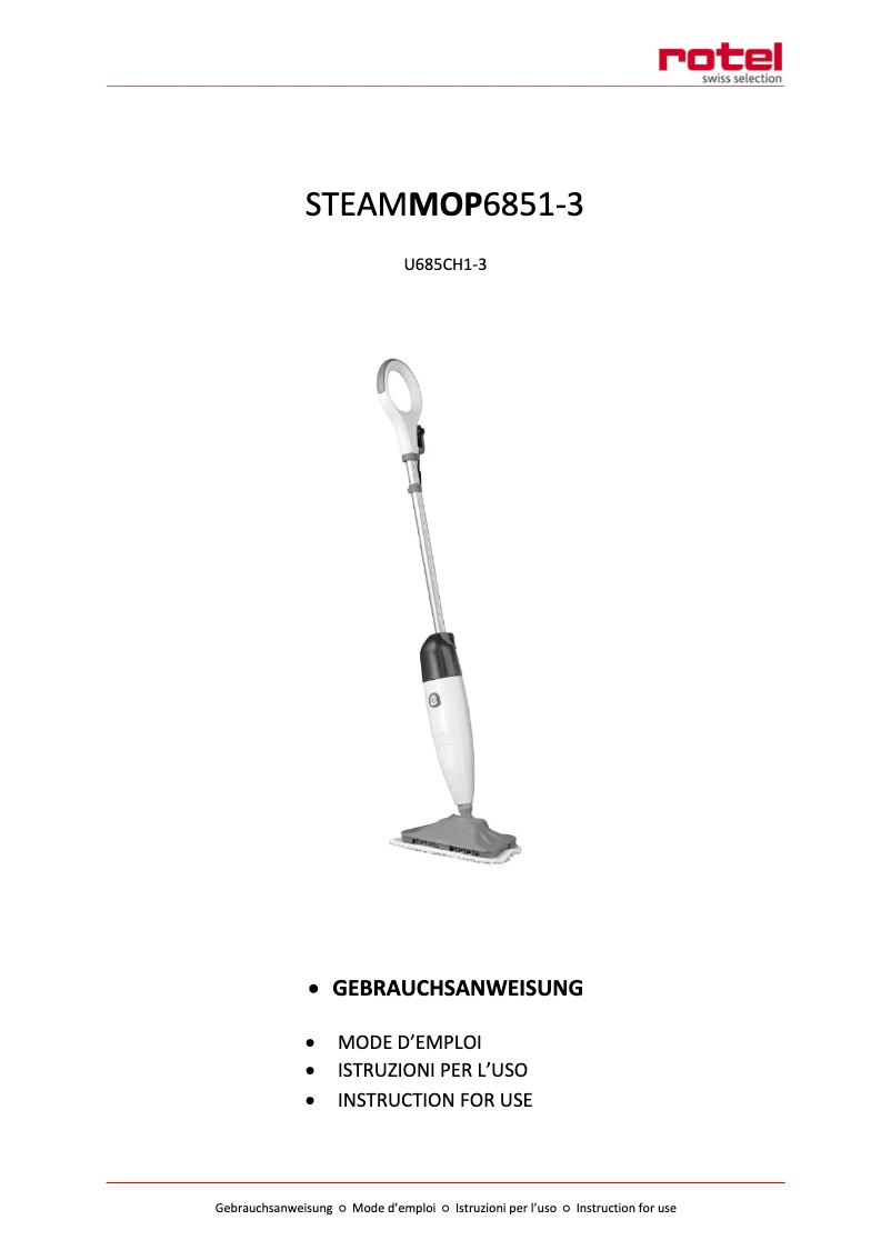 Page 1 of the manual User Manual Rotel SteamMop 6851