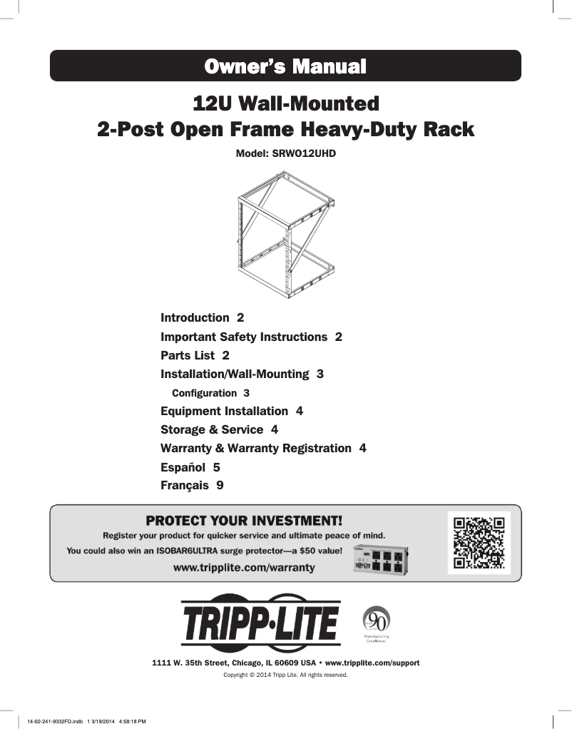 Page 1 of the manual User Manual Tripp Lite SmartRack SRWO12UHD