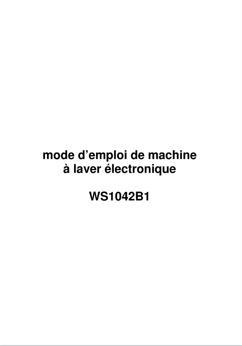 Page 1 of the manual User Manual BSK WS1042B1