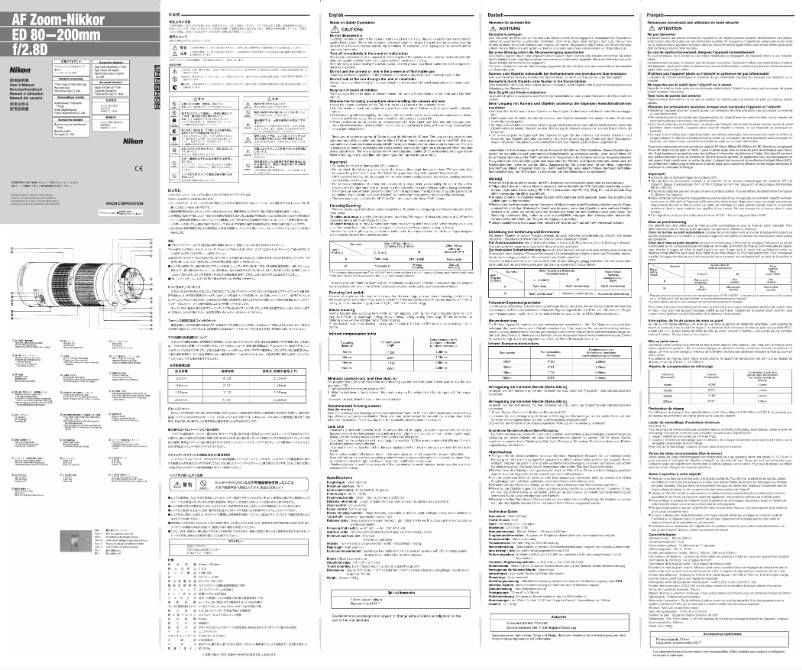 Page 1 of the manual User Manual Nikon Nikkor AF Zoom-Nikkor 80-200mm f/2.8D ED