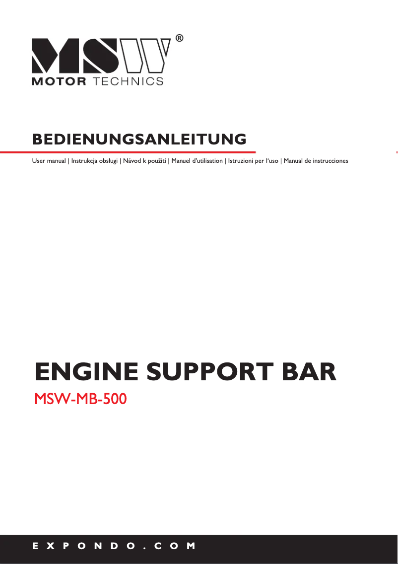 First page image of the manual for MSW-MB-500