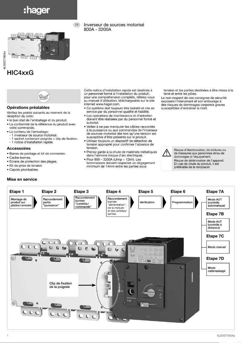 Page 1 of the manual User Manual Hager HIC490G