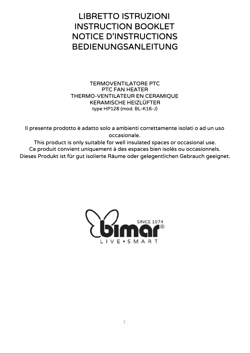 Page 1 of the manual User Manual Bimar HP128