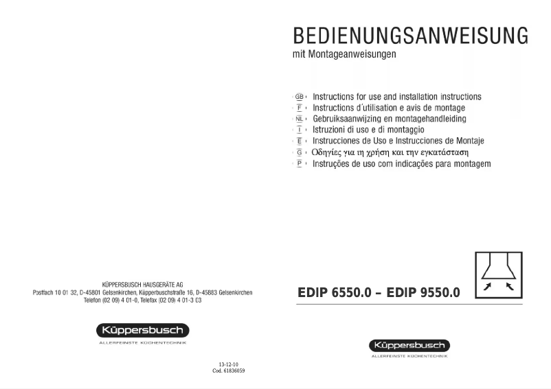 First page image of the manual for EDIP 9550.0