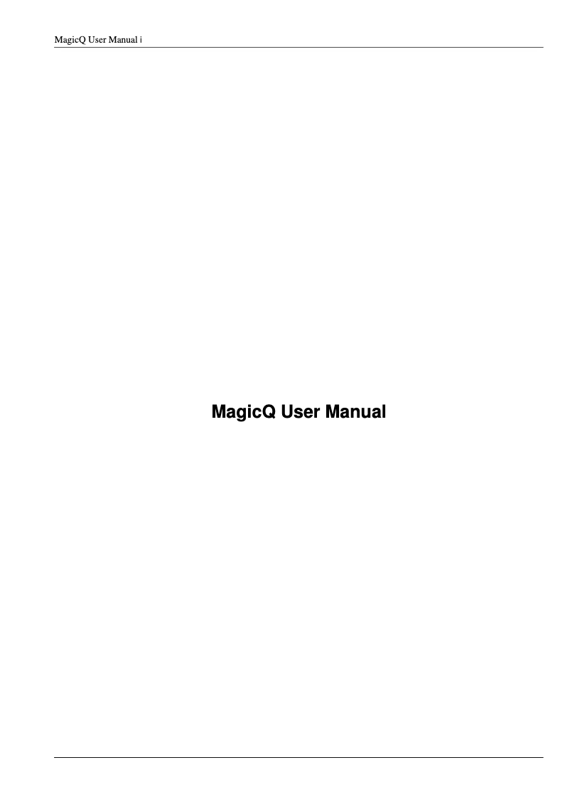 First page image of the manual for MagicQ MQ50 Compact