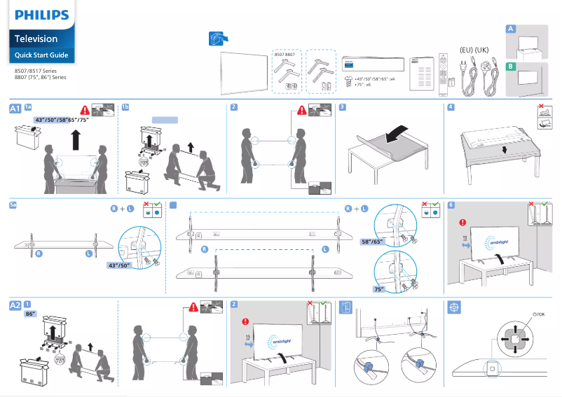 Page 1 of the manual Quick Start Guide Philips 75PUS8807
