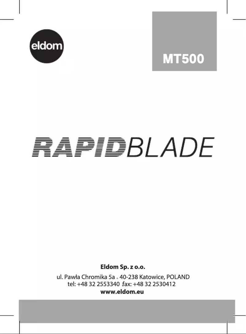 Image de la première page du manuel de l'appareil RapidBlade MT500Z