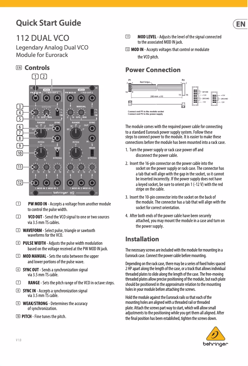First page image of the manual for 112 Dual VCO